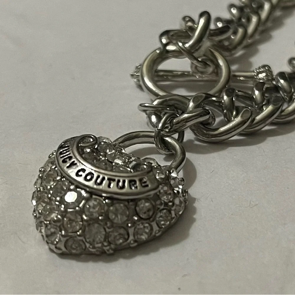 Juicy Couture Silver Chain Bracelet With Crystal Heart Charm - Picture 10 of 14